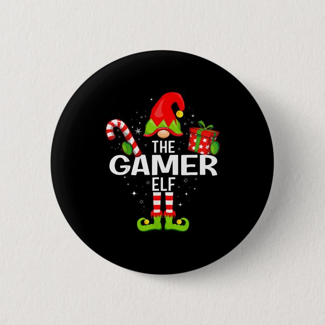 The Gamer Elf Family Christmas Pajama Xmas  Knapp (Framsida)