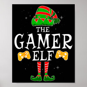 The Gamer Elf Gruppmatchande Familj Jul Holi Poster