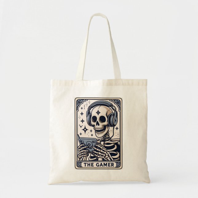 The Gamer Skeleton Tarot Card Tröja Tygkasse (Framsidan)