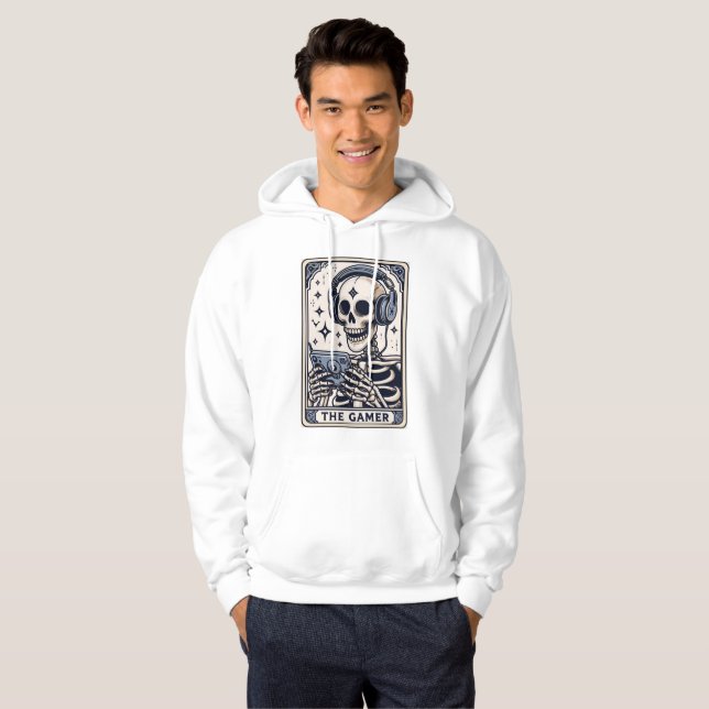 The Gamer Skelett Tarotkort Tröja Hoodie (Hel framsida)