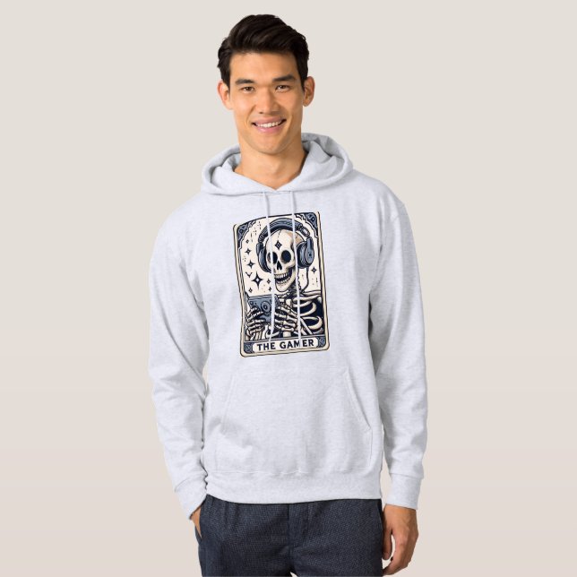 The Gamer Skelett Tarotkort Tröja Hoodie (Hel framsida)