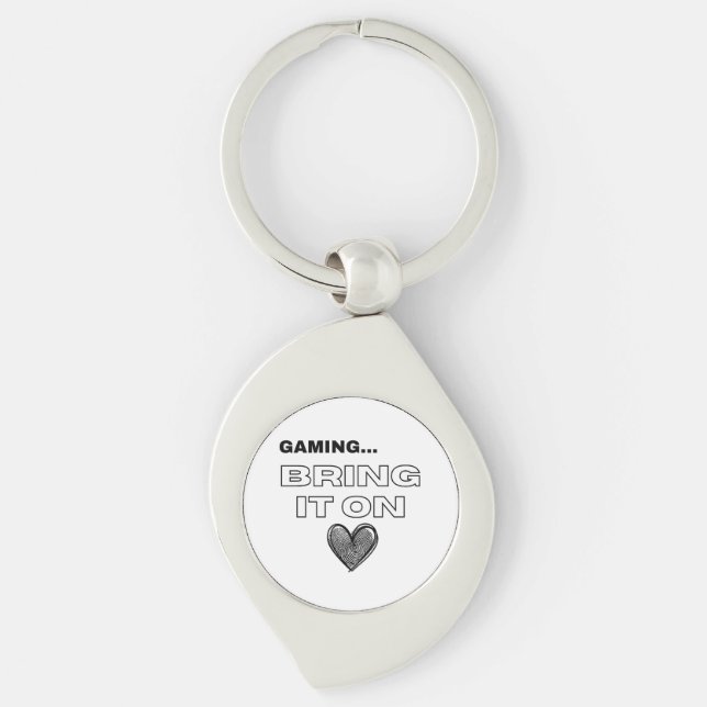 The Gamer  Swirl Silverfärgad Nyckelring (Framsidan)