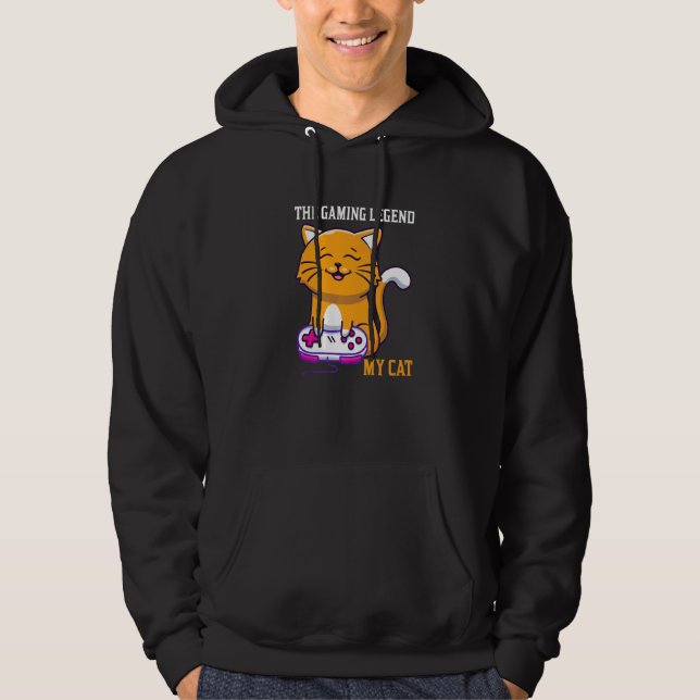 The Gaming Legend My Cat Gamer Kitten Cute Meme   Hoodie (Framsida)