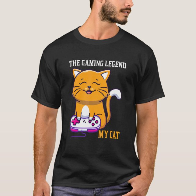 The Gaming Legend My Cat Gamer Kitten Cute Meme T Shirt (Framsida)