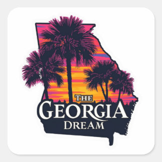 The Georgia Dream American Retro Summer Fyrkantigt Klistermärke