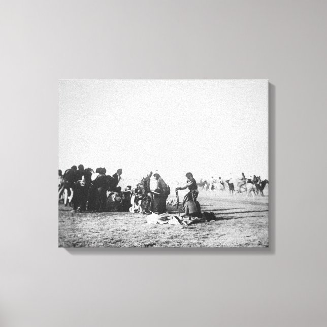 The Ghost Dance, South Dakota, 1890 (b/w bild) Canvastryck (Framsida)