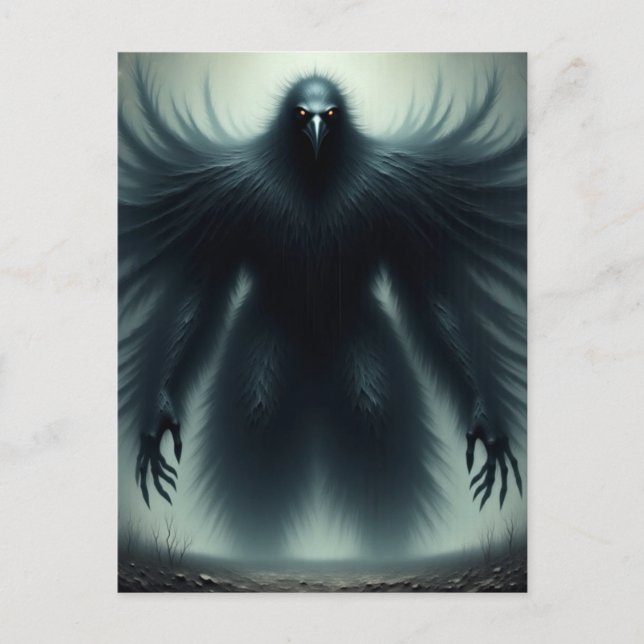 The giant black bird with human arms dark fantasy  vykort (Framsida)