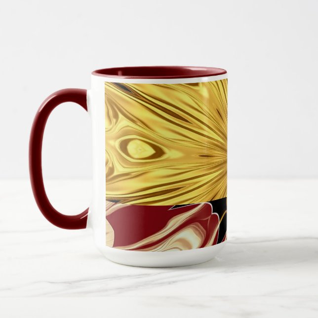 The Gilded Zenith: Molten Gold & Deep Crimson Luxu Mugg (Vänster)