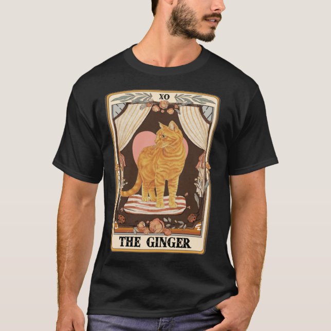 The Ginger Tarot Card Ginger Tabby Cat Ginger Cat  T Shirt (Framsida)