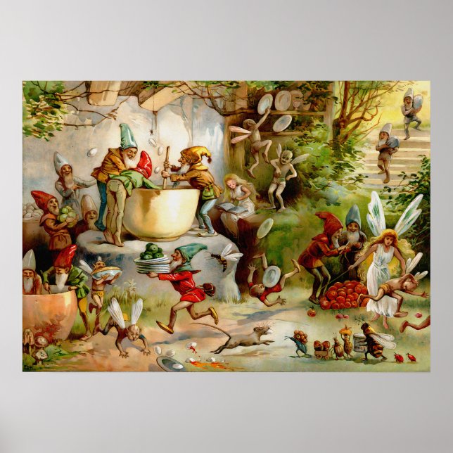 The Gnomes' Kitchen - 1895 Illustration by E. Stua Poster (Framsidan)