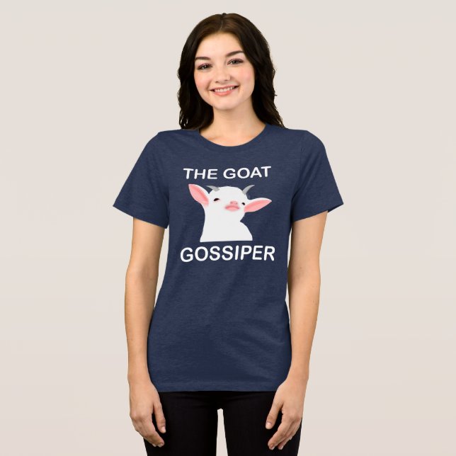 The Goat Gossiper Funny Goat Illustration T Shirt (Framsida Full)