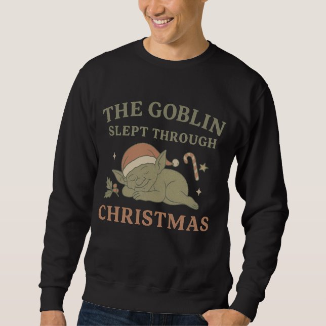 The Goblin Slept Through Christmas Men’s  Lång Ärmad Tröja (Framsida)