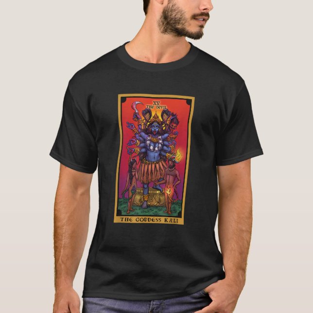 The Goddess Kali The Devil Tarot Card Hindu Indian T Shirt (Framsida)
