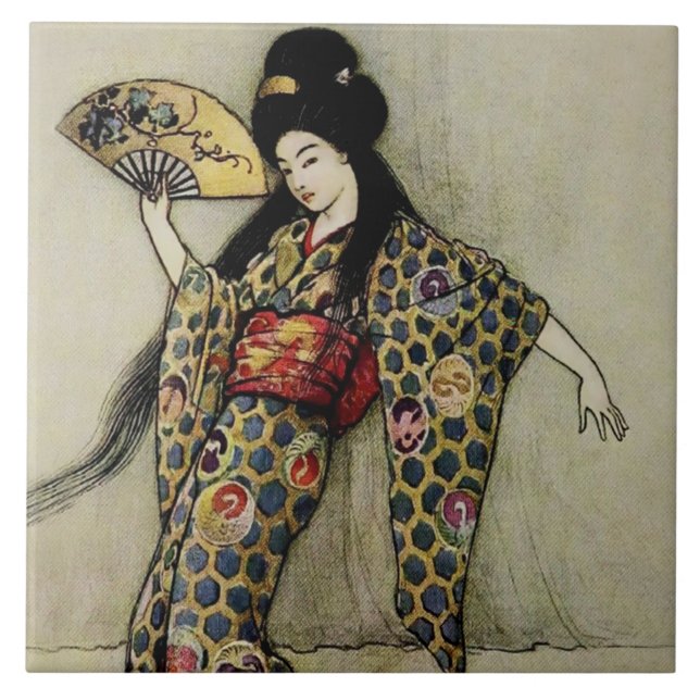 “The Golden Comb” av Warwick Goble Kakelplatta (Framsidan)