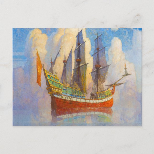 The Golden Galleon, 1922 av Newell Convers Wyeth Vykort (Framsida)