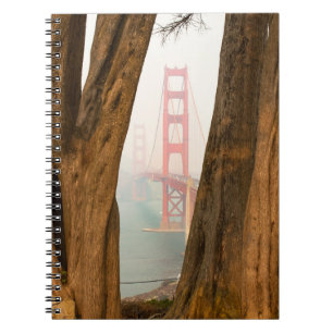 The Golden Gate Bridge   Träd från Överblicksvy Anteckningsbok