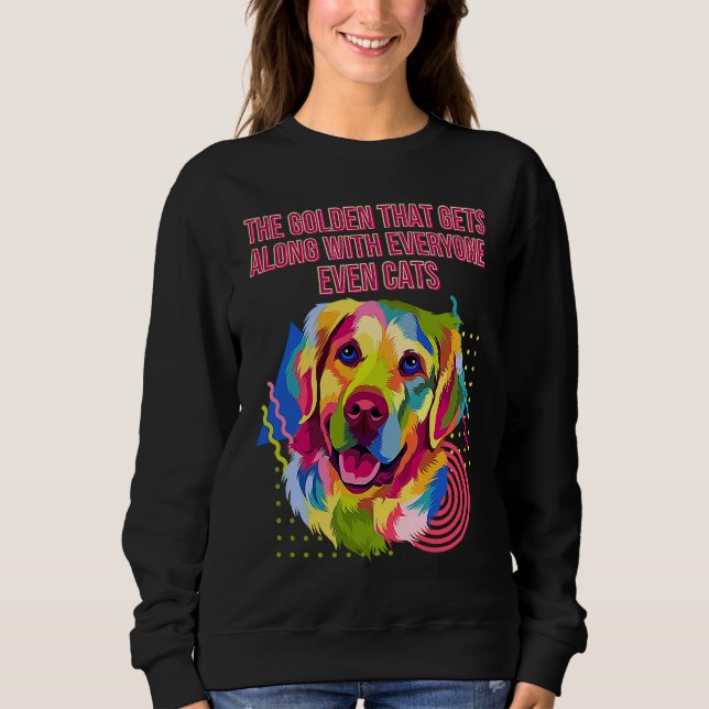 The Golden Gets Along with Everyone  Golden Retrie T Shirt (Framsida)