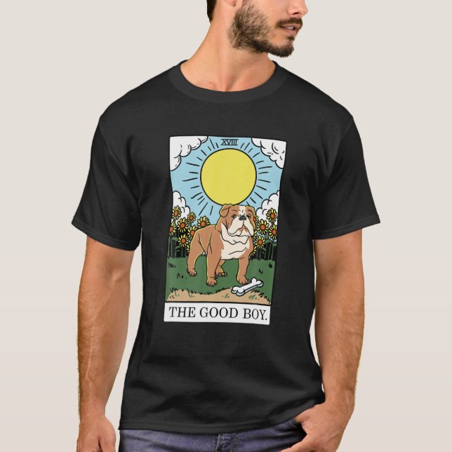 The Good Boy Bulldog Aesthetic Tarot Card Puppy Lo T Shirt (Framsida)