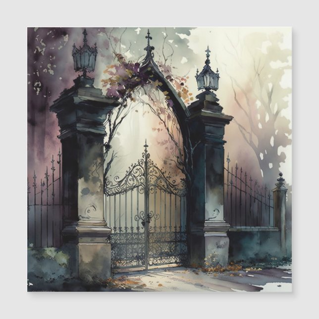 The Gothic Cemetery Gate Series Design 12 Magnetisk Inbjudningskort (Framsida)