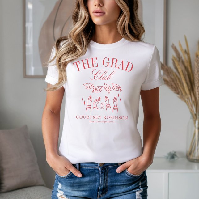 The Grad Club Modern Red Graduation T Shirt (Skapare uppladdad)