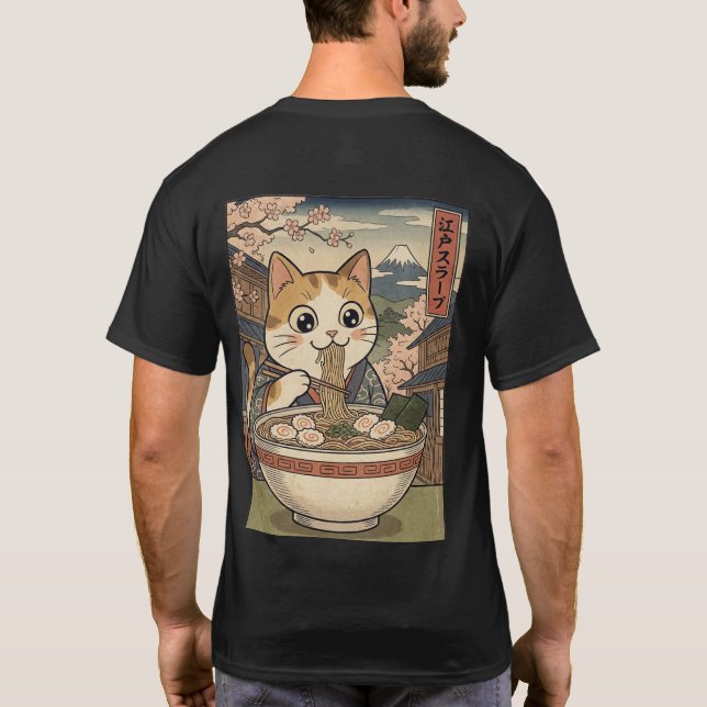 "The Grand Meow-ster" Calico Cat Ramen  T Shirt (Baksida)