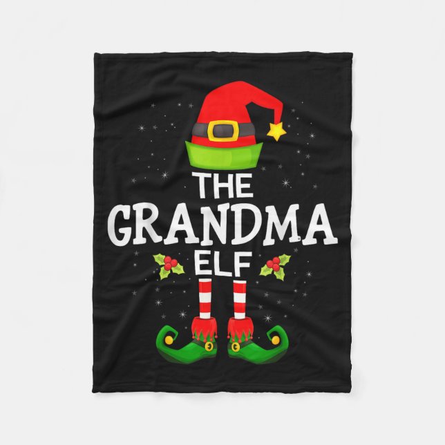 The Grandma Elf Christmas Family Matching Pajama  Fleecefilt (Framsidan)