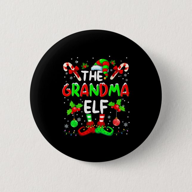 The Grandma Elf Costume Pajamas Pjs Christmas Xmas Knapp (Framsida)