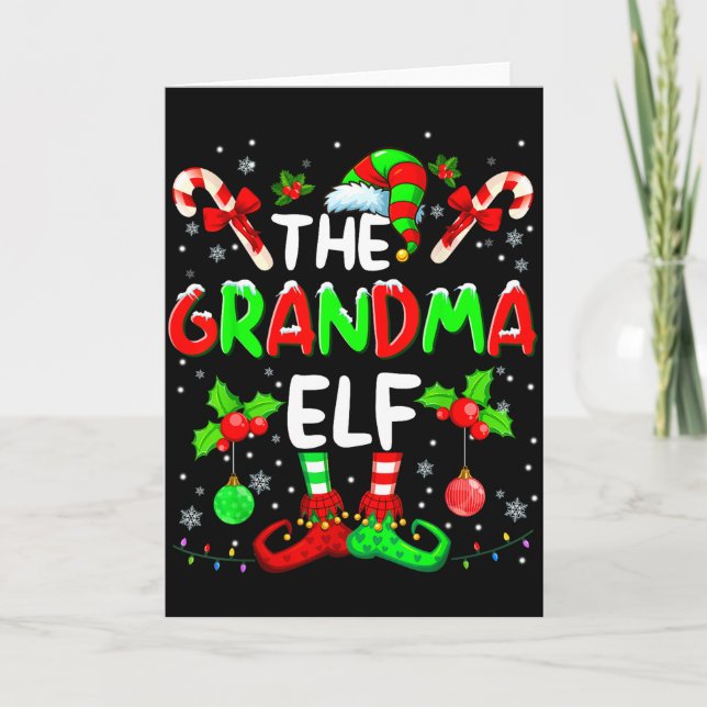 The Grandma Elf Costume Pajamas Pjs Christmas Xmas Kort (Framsida)