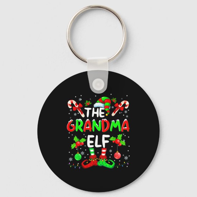 The Grandma Elf Costume Pajamas Pjs Christmas Xmas Nyckelring (Framsida)