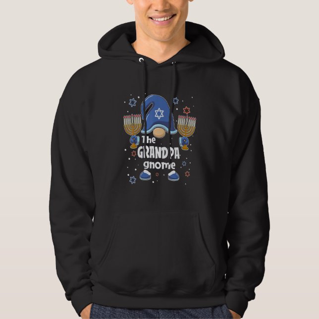 The Grandpa Gnome  Hanukkah Matching Family Pajama Hoodie (Framsida)