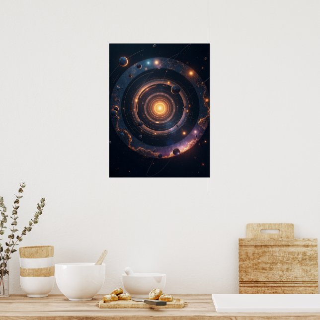 The Gravity of Shapes – Cosmic Geometric Abstract  Poster (Kök)