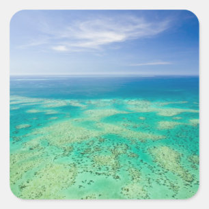 The Great Barrier Reef, flygbild av Green 2 Fyrkantigt Klistermärke
