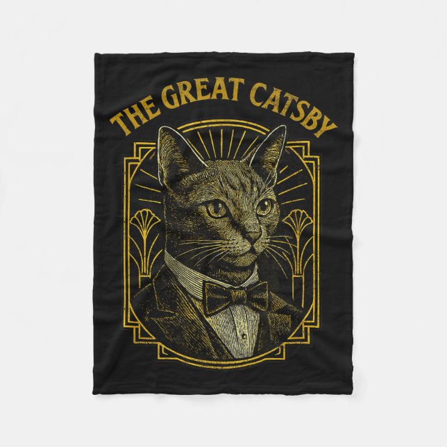 The Great Catsby Funny Retro Art Deco Cat Design  Fleecefilt (Framsidan)