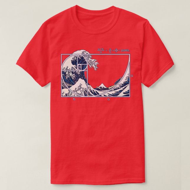 The Great Fibonacci Wave T Shirt (Design framsida)