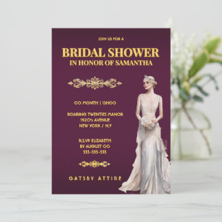 The Great Gatsby bridal shower bride ivory white Inbjudningar