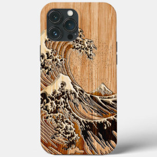 The Great Hokusai Wave Bamboo Inlay Style 
