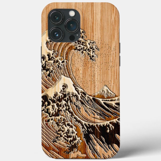 The Great Hokusai Wave Bamboo Inlay Style  (Baksida)