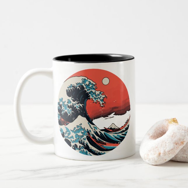 The Great Kanagawa Retro-våg Två-Tonad Mugg (Med munk)
