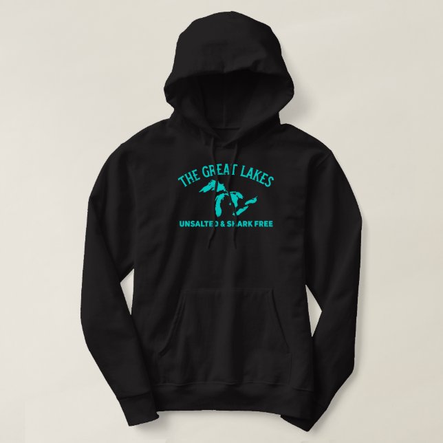 The Great Lakes Unsalted & Shark Free Michigan Gif Hoodie (Design framsida)