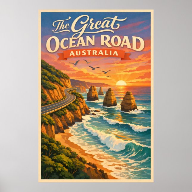 The Great Ocean Road Australia - Vintage Poster (Framsidan)