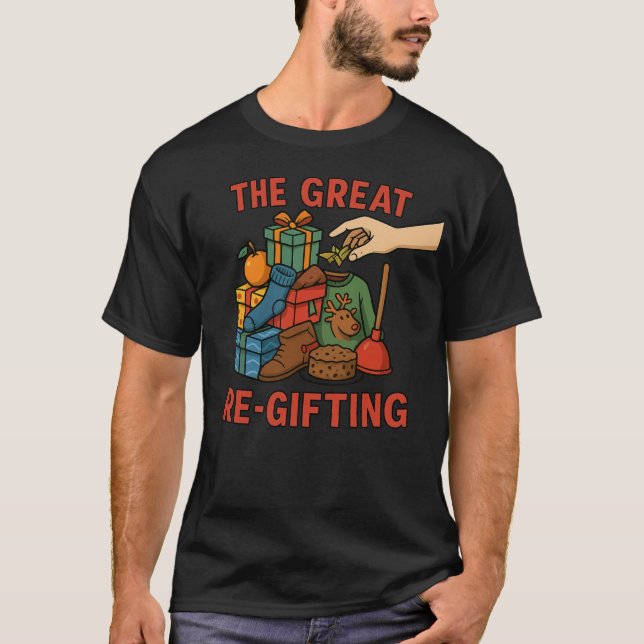 The Great Re-Gifting – Funny White Elephant Christ T Shirt (Framsida)