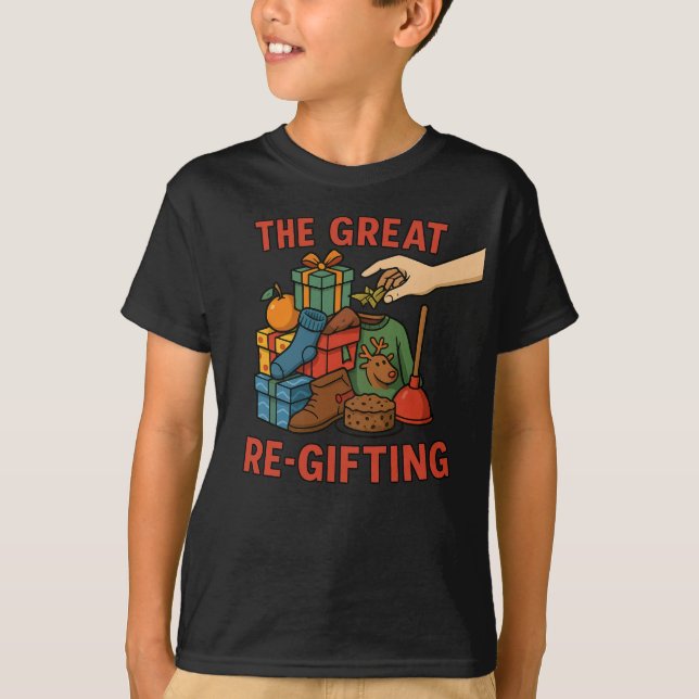 The Great Re-Gifting – Funny White Elephant Christ T Shirt (Framsida)