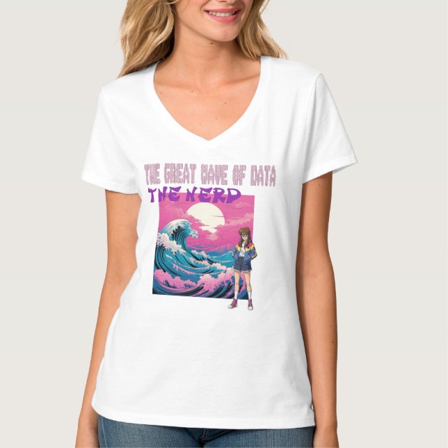 The Great Wave Of Data T Shirt (Framsida)