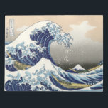 The Great Wave of Kanagawa - Katsushika Hokusai Anteckningsblock<br><div class="desc">The Great Wave of Kanagawa. Two boats with people trying to conquer the ocean waves, with the Fuji mountain at the background. Famous Japanese Ukiyo-e, or woodblock print, by Japanese artist Katsushika Hokusai.</div>