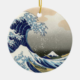 The Great Wave of Kanagawa - Katsushika Hokusai Julgransprydnad Keramik