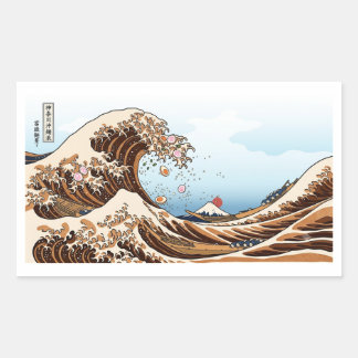 The Great Wave of Ramen - Funny Hokusai Ukiyo-e Pa Rektangulärt Klistermärke