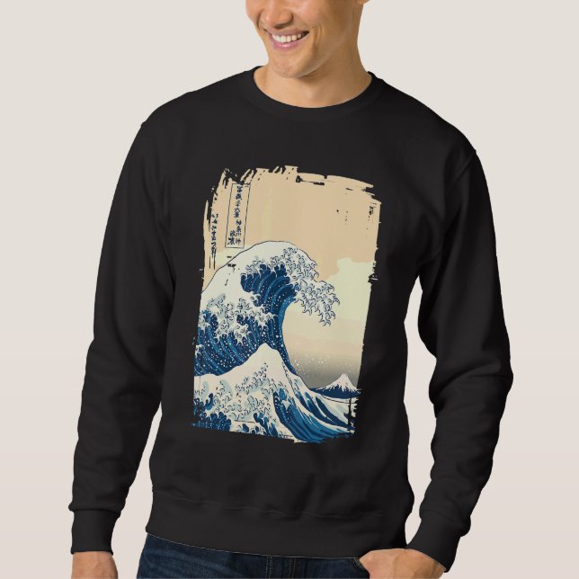 The Great Wave off Kanagawa Japanese Aesthetic Clo Lång Ärmad Tröja (Framsida)
