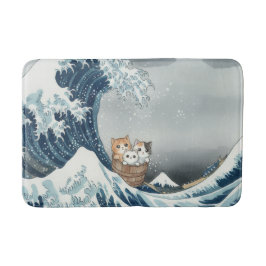 The Great Wave off Kanagawa with Cute Kittens Badrumsmatta