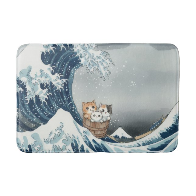 The Great Wave off Kanagawa with Cute Kittens Badrumsmatta (Framsidan)