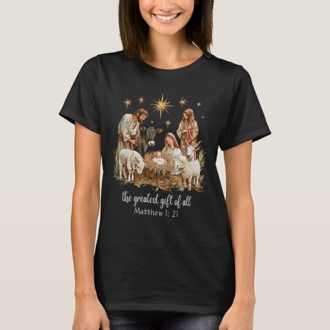 The Greatest For All Christmas Nativity Jesus Chri T Shirt (Framsida)